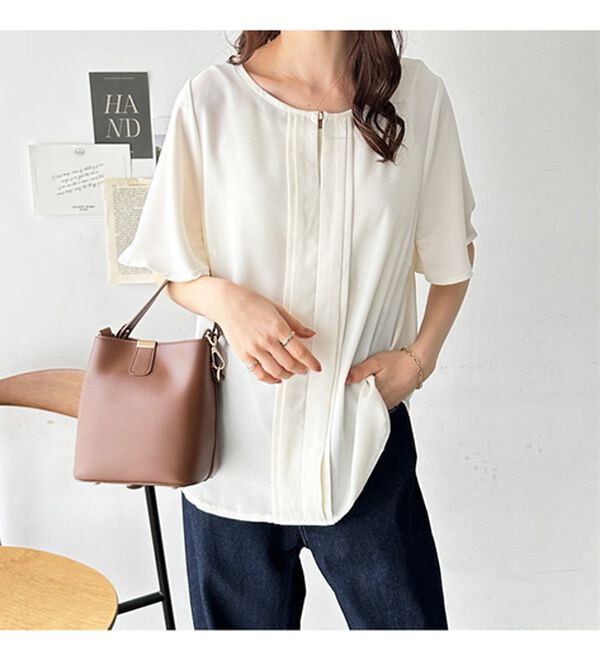 GeeRA（ジーラ）の「フロントタックフレアースリーブブラウス（ブラウス）」｜詳細画像