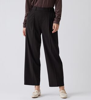 BELLUNA（ベルーナ）の「サマ見え（Ｓ）美脚タック使いワイドパンツ（ワイドパンツ・ガウチョ）」｜黒