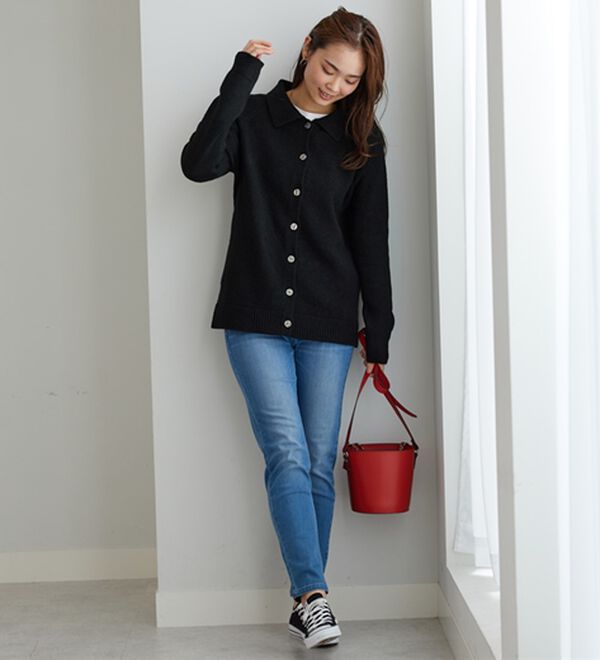 BELLUNA（ベルーナ）の「ふんわり衿付ニットカーディガン（ニットカーディガン）」｜詳細画像