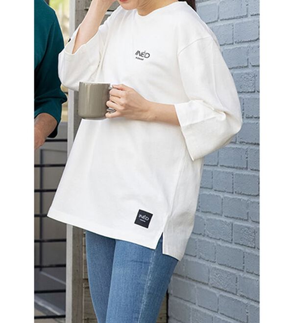 「＜イネド＞綿１００％ゆったり６分袖ライトトレーナー（メンズトレーナー）」｜詳細画像