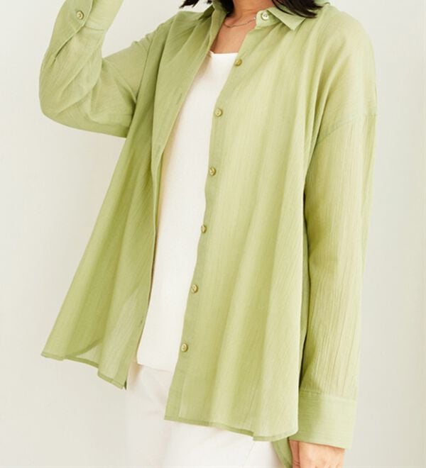 BELLUNA（ベルーナ）の「大人のシアー感！綿１００％楊柳素材シャツ（シャツ）」｜詳細画像