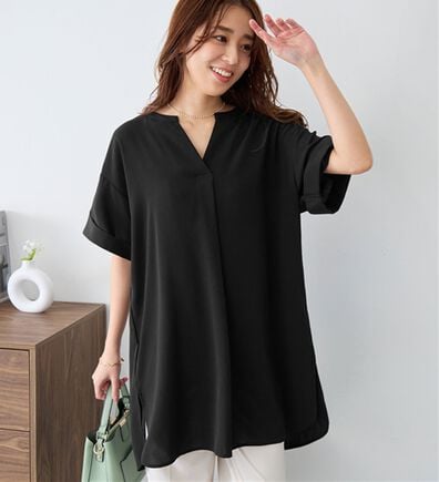 alotta（アロッタ）の「スキッパーとろみブラウスチュニック（ブラウス）」