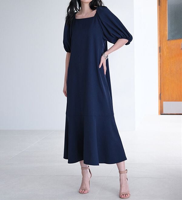 RANAN（ラナン）の「ひんやり！スクエアネックボリューム袖ワンピース（その他ワンピース）」｜詳細画像