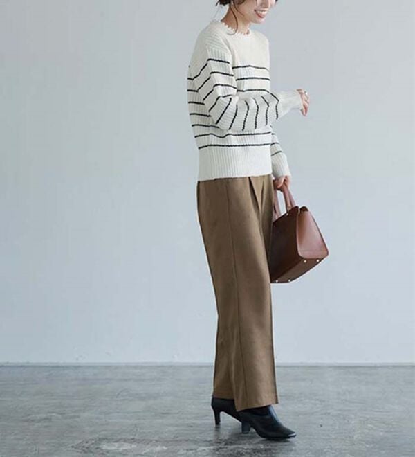 Pierrot（ピエロ）の「大人シルエットウールライクタックワイドパンツ（ワイドパンツ・ガウチョ）」｜詳細画像