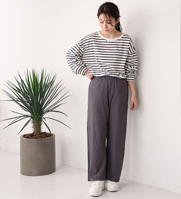 A HAPPY MARILYN（アハッピーマリリン）の「【Ｌ～８Ｌ】丈が選べる！さらトロリブイージーパンツ（ワイドパンツ・ガウチョ）」｜詳細画像