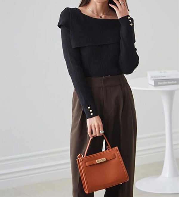 RANAN（ラナン）の「アシメオフショルリブニット（ニット・セーター）」｜詳細画像