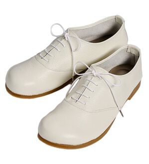 ルフラン（ルフラン）の「足指ゆったり５Ｅはだしシューズ（フラットシューズ）」｜ホワイト(ヒモ)