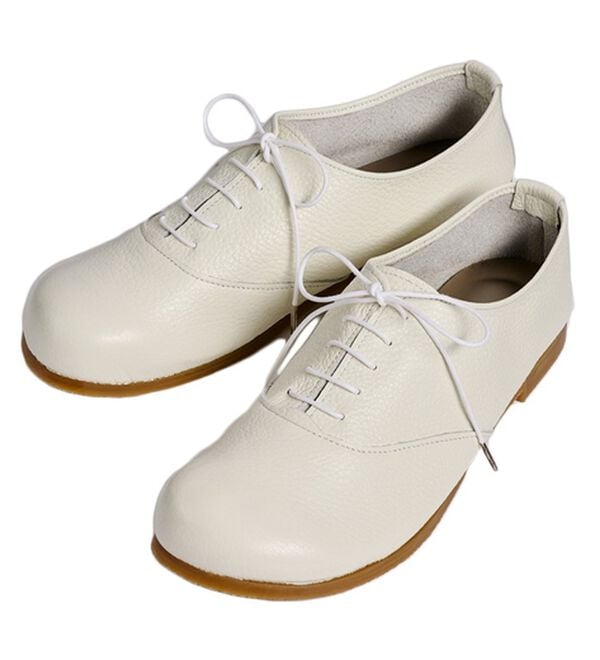 ルフラン（ルフラン）の「足指ゆったり５Ｅはだしシューズ（フラットシューズ）」｜ホワイト(ヒモ)