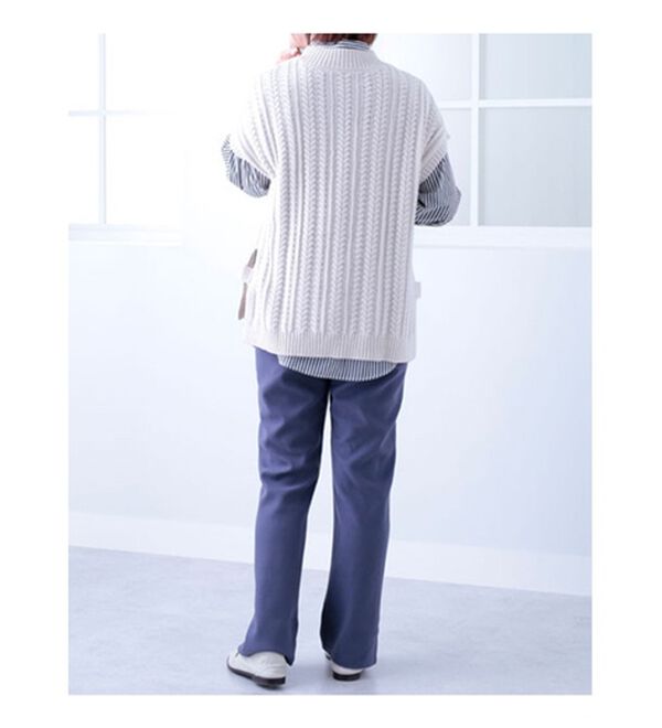 BELLUNA（ベルーナ）の「ふっくらウール調フレアーシルエットパンツ（フルレングスパンツ）」｜詳細画像