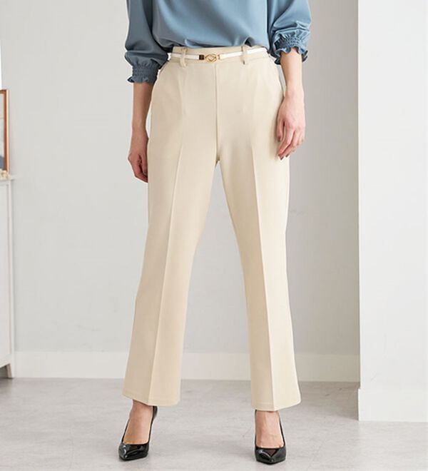 BELLUNA（ベルーナ）の「ジョーゼット素材フレアーパンツ（フルレングスパンツ）」｜詳細画像