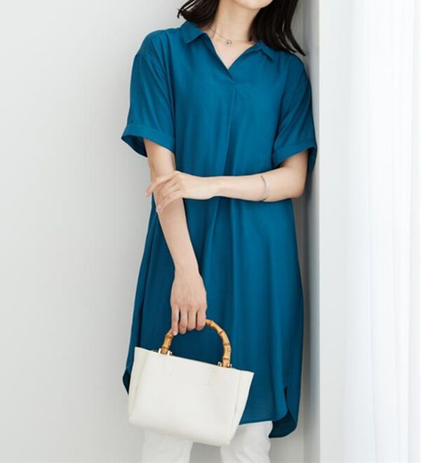 BELLUNA（ベルーナ）の「レーヨンナイロン素材シャツワンピース（その他ワンピース）」｜詳細画像