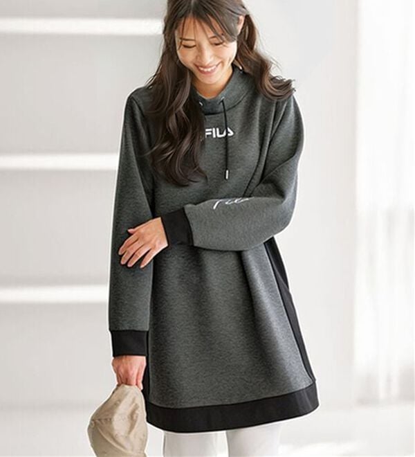 BELLUNA（ベルーナ）の「＜ＦＩＬＡ＞配色切替チュニックワンピース（チュニックワンピース）」｜杢チャコール