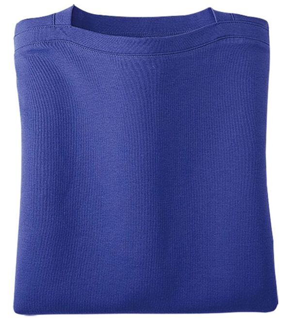 BELLUNA（ベルーナ）の「艶やか綿１００％シンプルプルオーバー（カットソー）」｜ロイヤルブルー