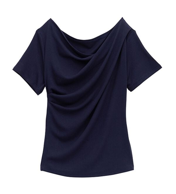 RANAN（ラナン）の「【ひんやり/UV対策】上品ドレープリブTシャツ（カットソー）」｜詳細画像