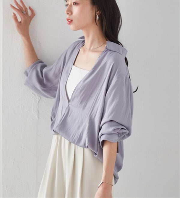 RANAN（ラナン）の「2WAYサテンスキッパーシャツ（シャツ）」｜詳細画像