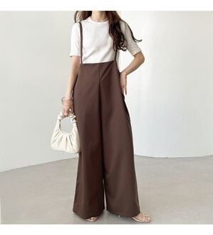 GeeRA（ジーラ）の「サロペットワイドパンツ（オールインワン）」｜ブラウン