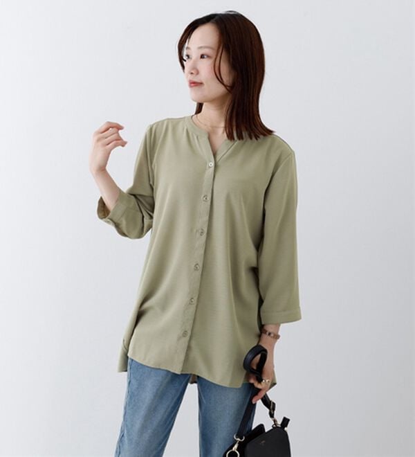 BELLUNA（ベルーナ）の「【新色追加】機能付！バックプリーツチュニック（チュニック）」｜ライトグリーン