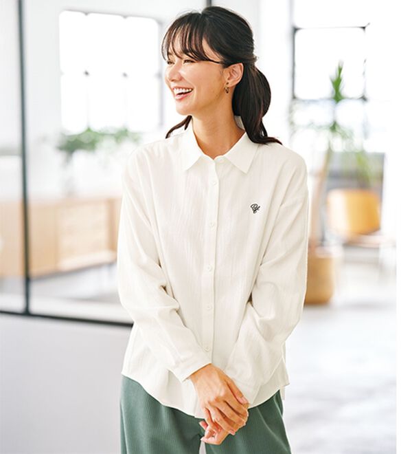 BELLUNA（ベルーナ）の「肩掛けニット&times;ビエラ起毛シャツ（シャツ）」｜詳細画像