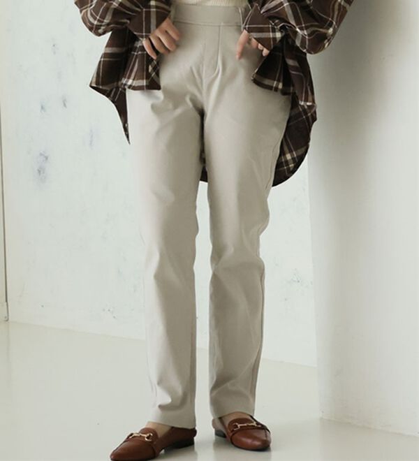 A HAPPY MARILYN（アハッピーマリリン）の「【Ｌ～５Ｌ】楽・暖・美脚！ストレッチ裏起毛パンツ（フルレングスパンツ）」｜エクリュ