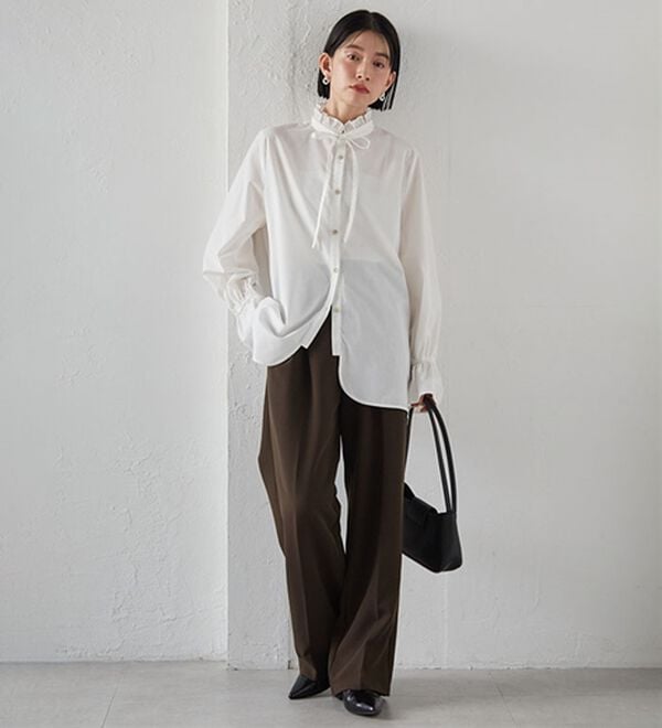 RANAN（ラナン）の「プチフリルリボン付きブラウス（ブラウス）」｜詳細画像