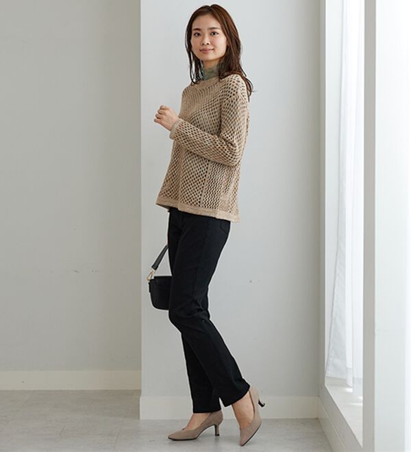 BELLUNA（ベルーナ）の「静電防止！蓄熱綿サテンストレッチカラーパンツ（フルレングスパンツ）」｜詳細画像