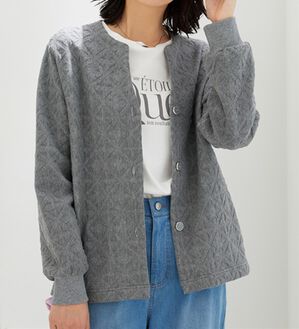 BELLUNA（ベルーナ）の「幾何柄ジャカード素材カーディガン（その他カーディガン）」｜杢グレー