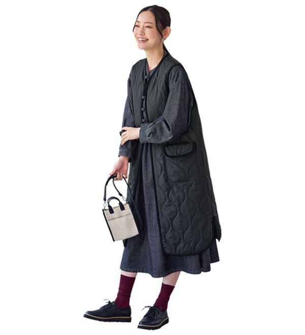 BELLUNA（ベルーナ）の「＜＆ｃｏｃｏｃｈｉ＞中わたロングキルトベスト（ベスト）」｜詳細画像