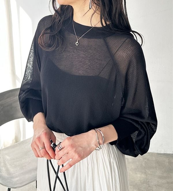 GeeRA（ジーラ）の「ゴールドボタンシアーカーディガン（ニットカーディガン）」｜詳細画像