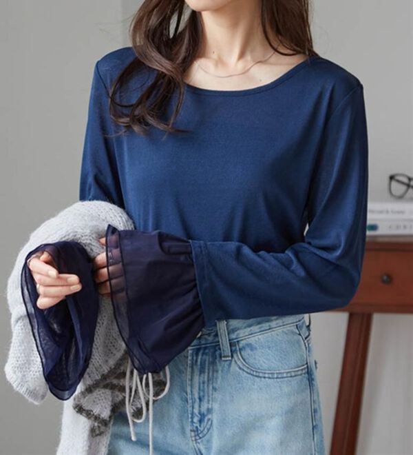 RANAN（ラナン）の「フレアーチュール袖スラブシアーＴ（カットソー）」｜詳細画像