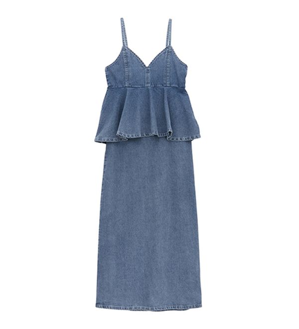 RANAN（ラナン）の「デニムペプラムキャミワンピース（ロングワンピース）」｜詳細画像