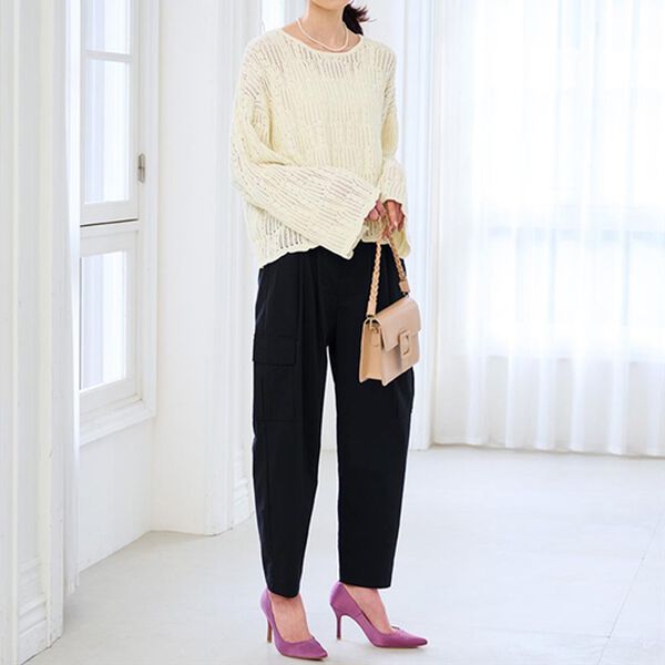 RANAN（ラナン）の「透かし柄短丈ニット（ニット・セーター）」｜詳細画像