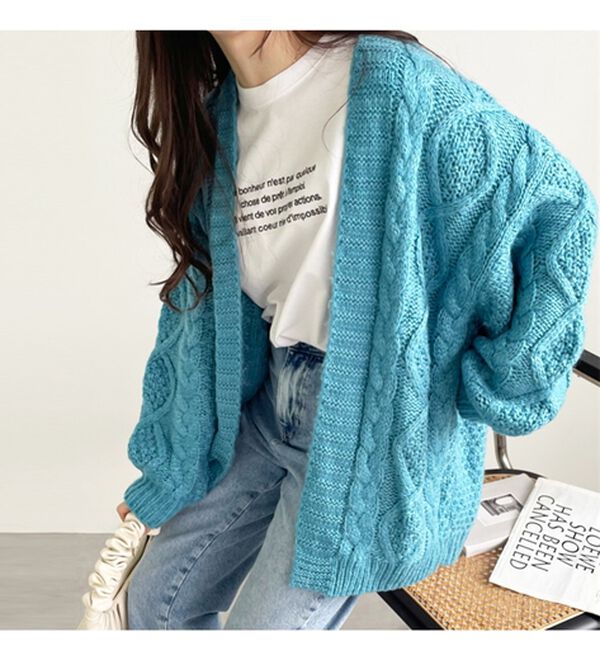 ボリュームスリーブケーブルニットカーデ - ベルーナ【公式】