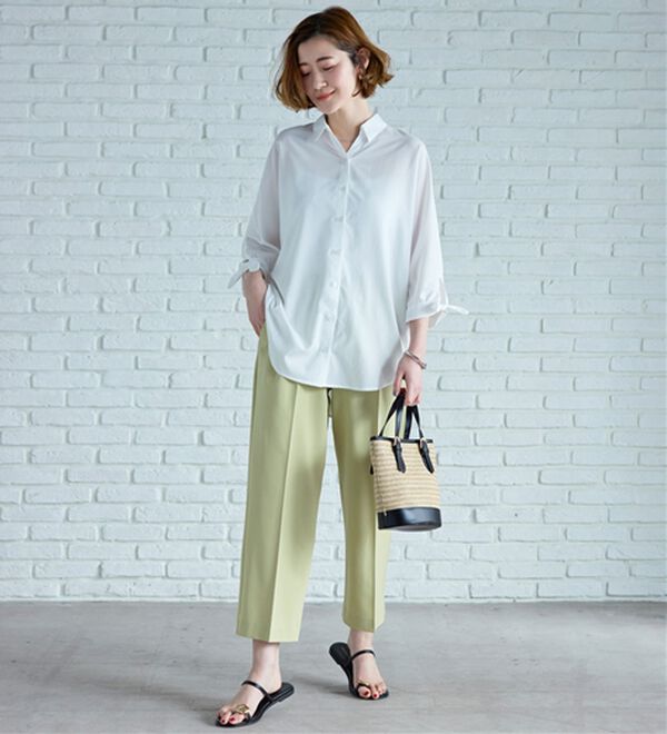 BELLUNA（ベルーナ）の「【吸水速乾】イージーケア！袖リボンシャツチュニック（チュニック）」｜詳細画像