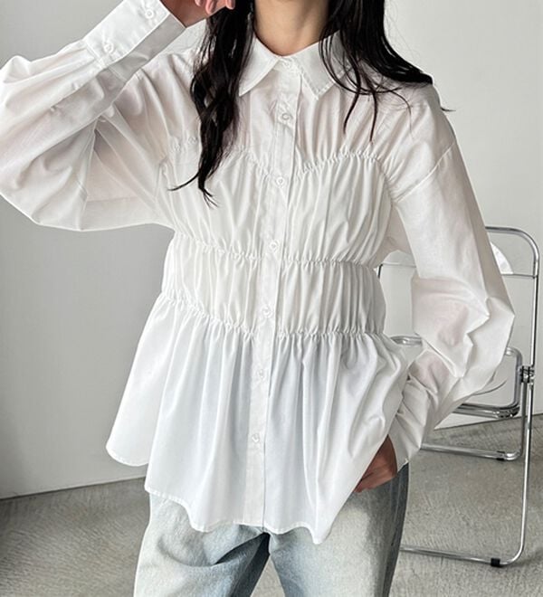 GeeRA（ジーラ）の「シャーリングビスチェデザインシャツ（シャツ）」｜詳細画像