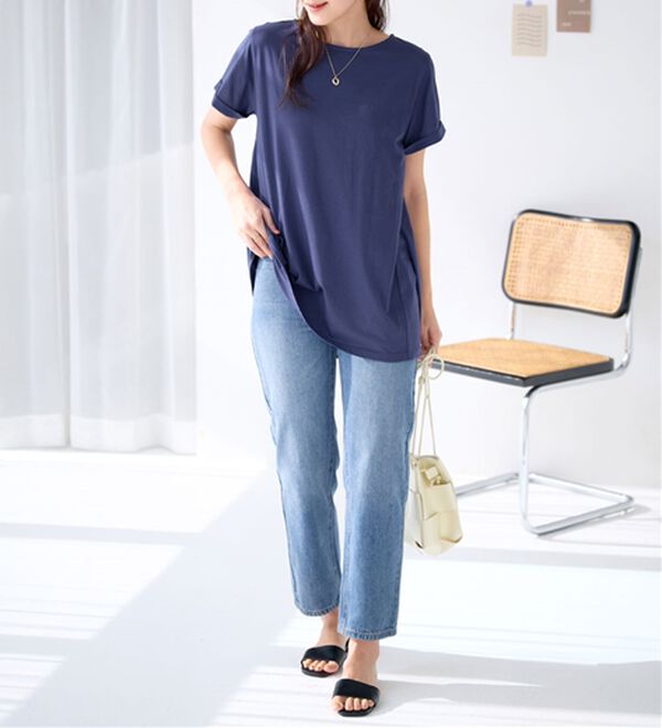 Viola e Viola（ヴィオラ エ ヴィオラ）の「すっきり魅せ切替Ａラインチュニック（チュニック）」｜詳細画像