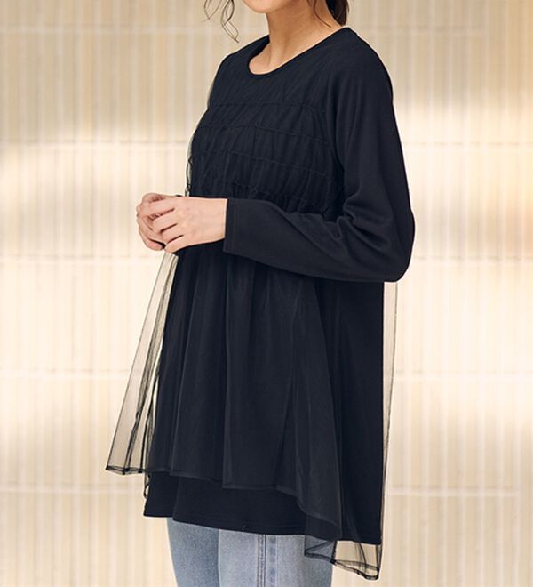 RANAN（ラナン）の「ふんわりあったか素材チュール重ねチュニック（チュニック）」｜詳細画像