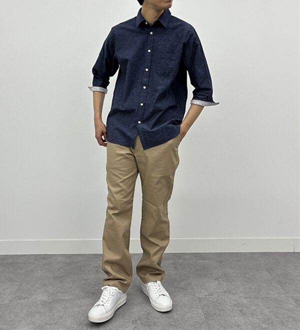 「フレンチリネンブレンドカジュアルシャツ（メンズシャツ）」｜詳細画像