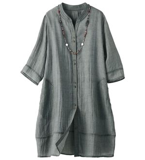 ルフラン（ルフラン）の「シャンブレー生地ロングブラウス（ブラウス）」｜チャコール