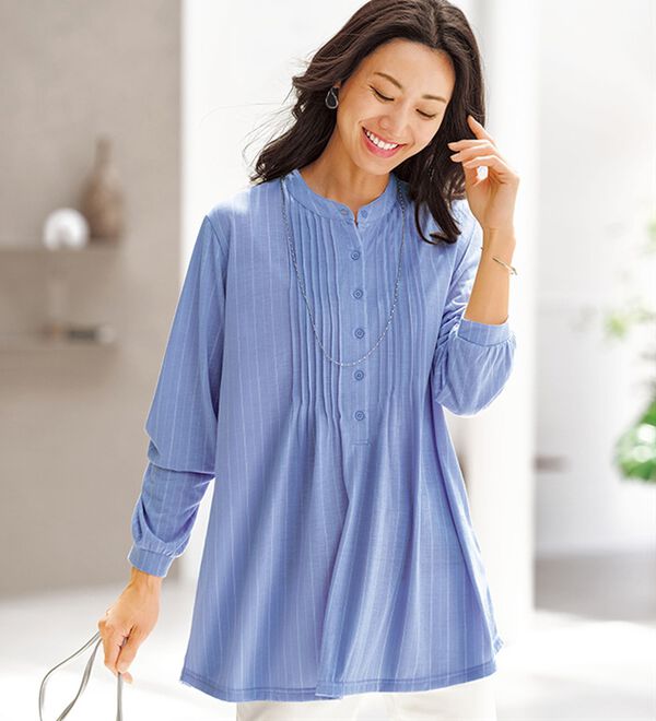 BELLUNA（ベルーナ）の「シワが目立ちにくい！ピンタック使いシャツチュニック（チュニック）」｜詳細画像