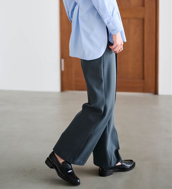 RANAN（ラナン）の「裏起毛美脚シルエットピンタックワイドパンツ（フルレングスパンツ）」｜詳細画像