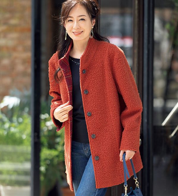 軽くて暖か裏チェックコート - ベルーナ【公式】