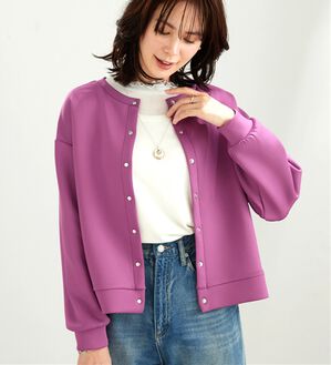 BELLUNA（ベルーナ）の「きれい見えスナップボタンカーディガン（ニットカーディガン）」｜ピンク