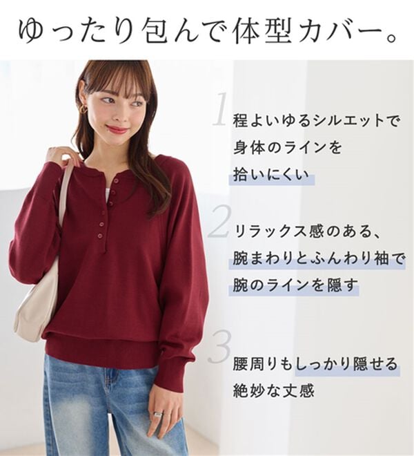 Viola e Viola（ヴィオラ エ ヴィオラ）の「洗える！ヘンリーネックニット（ニット・セーター）」｜詳細画像
