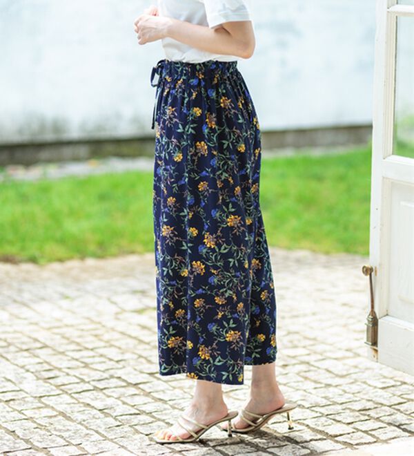 BELLUNA（ベルーナ）の「【接触冷感】レーヨン素材プリントワイドパンツ（ワイドパンツ・ガウチョ）」｜詳細画像