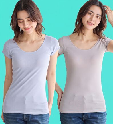 LAVIENNE（ラヴィエンヌ）の「【汗かきさん必見！】涼感サラッと快適汗取り半袖インナー＜さらりラボ＞（肌着・インナーウェア）」