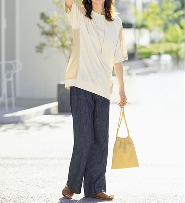 ルフラン（ルフラン）の「【３色組】さらりと着られる異素材切替プルオーバー（カットソー）」｜詳細画像