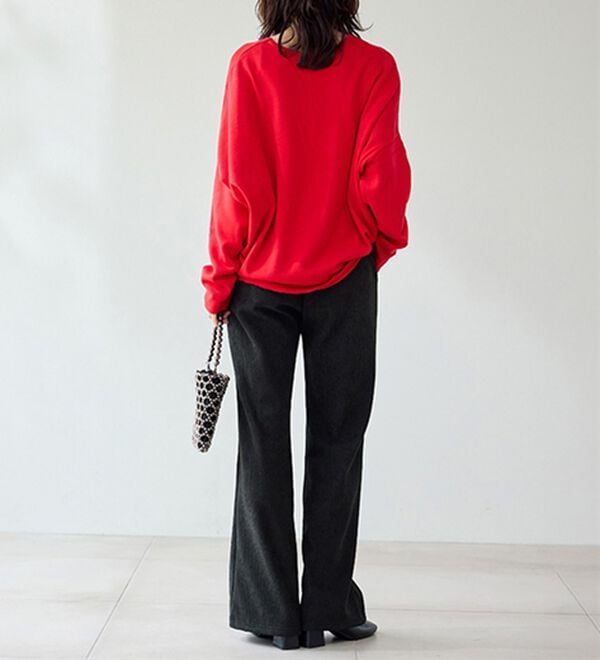 BELLUNA（ベルーナ）の「シュッと体型カバー！縦リブ素材裏ベロアフレアーパンツ（フルレングスパンツ）」｜詳細画像