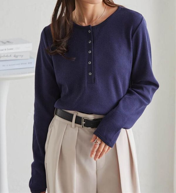 RANAN（ラナン）の「ヘンリーネックワッフルロンＴ（カットソー）」｜詳細画像