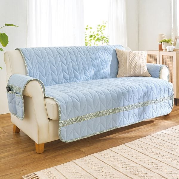 「綿１００％ヘリンボーンキルトソファカバー（ソファーカバー）」｜詳細画像