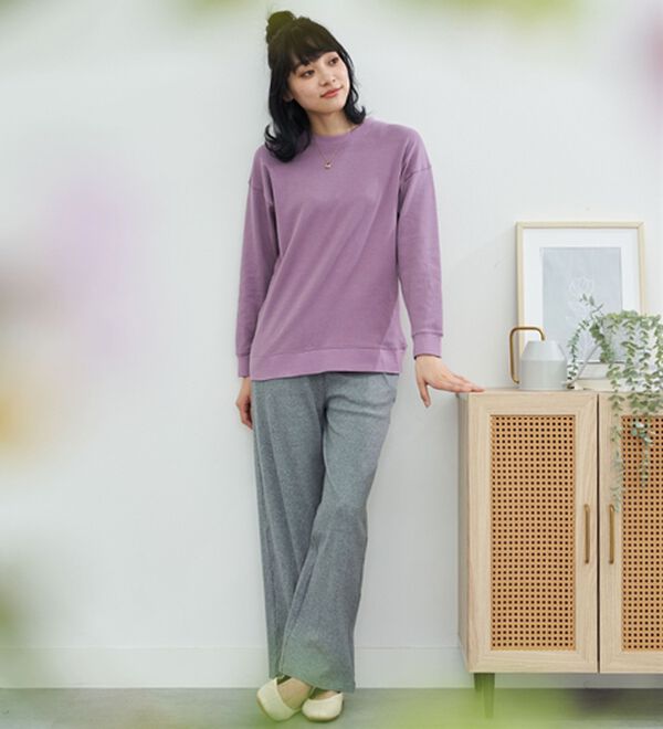 BELLUNA（ベルーナ）の「＜ＭＡＴＯＬＩＡ＞着て潤うルームウェア　トップス・腹巻付ボトム（カットソー）」｜詳細画像